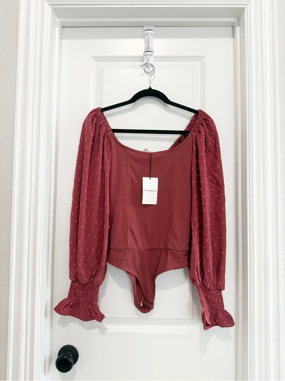 Promesa Dusty Rose Long-Sleeve Ribbed Bodysuit
